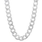 Men's 8.5mm High-Polished .925 Sterling Silver Flat Beveled Curb Choker Chain Necklace, 20 inches