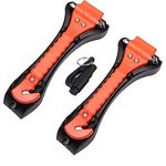 KOMUNJ 2 pack Car Window Breaker with 1 Whistles,Car Safety Hammer with Sharp Seat Belt Cutter, Double-Ended Car Escape Tool