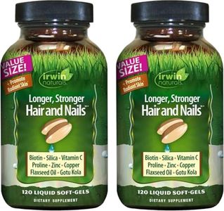 Irwin Naturals Longer, Stronger Hair and Nails - 120 Liquid Softgels, 2 Pack - Promotes Vibrant Shine Texture & Strength - 120 Total Servings