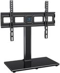 PERLESMITH Swivel Universal TV Stand Mount for 32-80 Inch LCD OLED Flat/Curved Screen TVs up to 99lbs-Height Adjustable Table Top TV Stand/Base with Tempered Glass Base&Wire Management,VESA 600x400mm