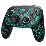 [Luminous Pattern] Switch Pro Controller Wireless Compatible with Nintendo Switch Manette/OLED/Lite, FUNLAB Firefly Bluetooth Remote Gamepad with 7 LED Colors/NFC/Paddle - black