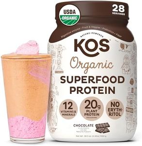 KOS Vegan Protein Powder Erythritol Free, Chocolate - Organic Pea Protein Blend, Plant Based Superfood Rich in Vitamins & Minerals - Keto, Dairy Free - Meal Replacement for Women & Men, 28 Servings