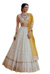 TRENDMALLS Women's White Net Embroidery Sequence Work Bridal Unstitched Lehenga Choli With Dupatta For Women-L66-White(New-Bridal-Latest-Wedding- Lehenga-Free Size)