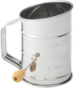 Mrs. Anderson’s Baking Hand Crank Flour Icing Sugar Sifter, Stainless Steel, 1-Cup,Silver