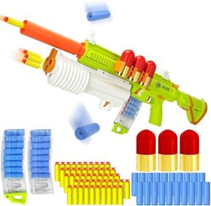 UNIKONIO Foam Dart Launcher Toy for Teens 14+, Auto/Manual Modes Ejecting Action, Include 50 EVA Foam Darts, 2 Containers, 20 Reusable Dart Holders, 3-Dart Burst Launcher, Gift for Birthday (Green)​