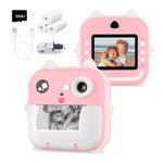 Mafiti Kids Camera Instant Print,Kids Camera with Bluetooth Mini Printer 48MP Photo&1080P Video&32GB Card with iOS Android for Girls Boys Gifts (Pink)