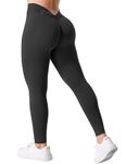 VOYJOY V-Back Scrunch Butt Workout Leggings Women Seamless Gym Yoga Leggings High Waist Active Yoga Pants, Black, Large