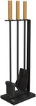 The Rack Co. - Fireplace Tools Set with Metal Base and Wood Handle