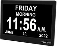 TROCOTN 10 Inchs Digital Clock Day Clock Large Display Alarm Clock Wall Clock (Black)