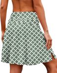 COOrun Skorts Skirts for Women 20" Tennis Skirt with Shorts Athletic Golf Workout Skorts Pleated Golf Skirt Green Pattern L