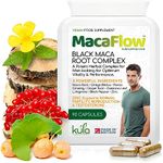 MacaFlow – Black Maca Root Complex for Men - Ginkgo Biloba, Panax Ginseng, L-Arginine, Damiana Leaf Extract, Black Pepper and Zinc for Normal Fertility - 90 Vegan Capsules (Not Tablets)