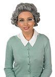 Fun Shack Granny Wig Adult, Granny Wig and Glasses, Grey Old Lady Wig, Grey Granny Wigs For Women, Grey Curly Wig Fancy Dress One Size