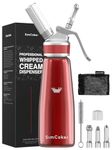 Whipped Cream Dispenser, Aluminum Cream Whipper 500mL, Homemade Whipping Cream Maker, N2O Chargers Not Included,Dishwasher Safe,Red