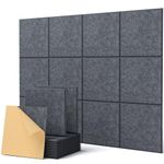 Soundsbay Acoustic Panels, Sound Proof Panels Self Adhevise, 12 Pack Soundproofing Panels High Density Sound Absorbing Panels for Ceiling/Door/Wall Decoration, Bevelled Edge 12"×12"×0.4"…