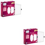 PHILIPS 15W Square AP Plus UltraGlow LED DL Recessed LED Panel Ceiling Light (Pack of 2, Cool Day Light)