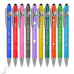 10PCS Funny Inspirational Pens, Motivational Quotes Ballpoint Pens Screen Touch Stylus Pen for Writing Metal Daily Gel Pen Set for Office Colleague Coworker Gift (Inspirational Pens)