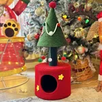 YITAHOME Christmas Cat Tree Tower with Cat Scratching Post, 32 in Cute Cat Tree with Plush Hanging Ball, Cat Tower for Indoor Cats with Small Cat Condos