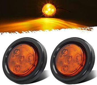 Partsam 2pcs Amber Led Light Trailer 2" Round,w/ Plug & Grommet Clearance Marker 4 LED