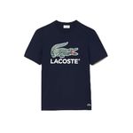 Lacoste Men's Regular Fit Short Sleeve Crew Neck Tee Shirt W/Large Croc Graphic on The Front of The Chest, Navy Blue, Medium