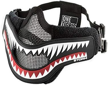 OneTigris X Storm Máscara Táctica Plegable de Media Cara con Malla + Parche Moral para Practicar Airsoft y Paintball CS con Correa Ajustable y elástica, Lower Face Mask