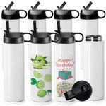 8 Pack Sublimation Sports Water Bottle Stainless Steel Vacuum Flask Sublimation Water Bottle Blanks Large Mouth Insulated Bottles with Spout Lid for Christmas DIY Gift (20 oz)