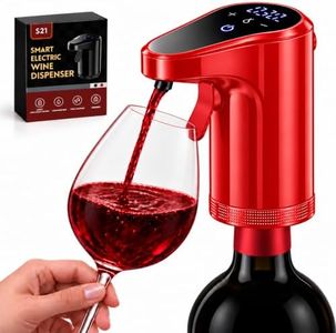 JXAVO Electric Wine Dispenser and Aerator, 1-999 mL Automatic Pourer (Red) | USB-C Rechargeable Pourer, Anti-Drip Valve, 3 Bottle Adapters, Wine Gifts for Women and Men, White Elephant Gifts