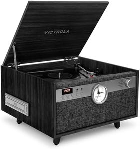 Victrola VTA-835SB-BLK Century Signature+ Bluetooth 6-in-1 Music Center With Clock & Legs Black