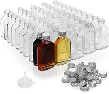 Belle Vous Botellitas de Cristal Pequeñas 100 ml - Petacas con Tapas Plateadas a Rosca y Embudo (Pack de 50) Mini Botellas de Licor Bodas y Fiestas - Alcohol, Whisky, Tragos y Bebidas Espirituosas