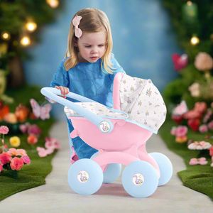 BabyBoo 4-in-1 Doll Pram – Convertible Stroller, Pink