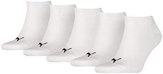 PUMA Unisex Puma Unisex Plain Sneaker - Trainer (5 Pack) Socks, White, 9 11 UK