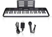 61 keys piano keyboard, Electronic Digital Piano Music Keyboard with Microphone, Sheet Music Stand and Power Supply, Portable Keyboard Piano Gift for Beginners