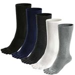 Hellomamma Mens Toe Socks Cotton Athletic Running Five Finger Crew Socks