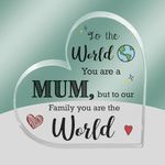 SC Products Mum Plaque | 10x10cm Acrylic Mum Plaques Sentimental Gifts For Mum | Mum Birthday Gifts | Heart Shaped Mum Plaques Mam Gifts | Mum Christmas Gifts, Presents For Mum On Mothers Day