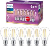 Philips LED Premium Classic A60 Light Bulbs 6 Pack [E27 Edison Screw] 7W - 60W Equivalent - Warm White (2700K), Non Dimmable.