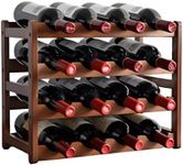 9SHOME 4 Tiers Bamboo Wine Rack, Wooden 16-Bottle Display Wine Bottle Storage Holder, Freestanding Bottle Bar for Home Kitchen Cabinet