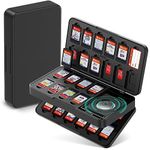 JINGDU 40-Slot Traceable Switch Game Case Compatible with Nintendo Switch Games, Holds 40 Switch Game Cards and 24 Micro SD Cards, with Hidden AirTag/Tile Tracker Slot, Black