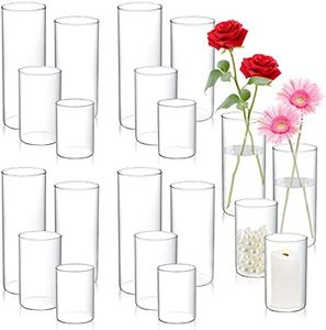 DNANAOL 20pcs Cylinder Vases for Centerpieces - Glass Vases for Flowers with 4 Different Sizes, Modern Floating Candle Vases Formal Dinners Home Decor 4, 6, 8, 10 Inches in Height