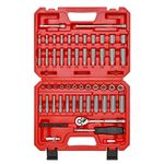 Mayouko 62 Pieces 1/4 Inch Drive Socket Set, SAE/Metric, 1/4" Dr. Socket Set with Ratchet and Adapters, 5/32-Inch - 9/16-Inch, 4mm - 14 mm