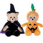 My OLi 9" Plush Halloween Toy Stuffed Animal Teddy Bear Plush Pumpkin Stuffed Wizard Toy with Fliptable Hats Halloween Ornaments/Gifts for Kids Baby Toddler