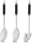 3-Piece,Stainless Steel Serving spoons set with Slotted Spoon, Serving Spoon and Spaghetti Spoon, kitchen cooking serving utensils set cooking spoon.