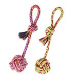 Vivifying Dog Rope Toys, Pack of 2 Interactive Braided Cotton Pet Chew Rope Toys for Dog Teeth Cleaning