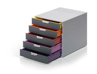 Durable VARICOLOR 5 Drawer Unit | Desktop Drawer Set with 5 Colour Coded Draws | Ideal for Storing Documents and Paper Work