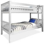 Blisswood Double Bed Bunk Bed, 3ft Wooden Bunk Beds With Ladder Twin Sleeper Kids Bunk Bed, Solid Pine Wood Frame Single Double Bed frame For Kids Children Home, White, L198 cm x W98 cm x H145