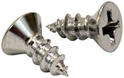 6 X 1-1/2'' Chrome Coated Stainless Flat Head Phillips Wood Screw, (25 Pack), 18-8 (304) Stainless Steel Screw Corrosion Resistant Flat Head by Bolt Dropper