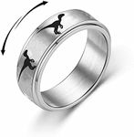 OIDIMS Dinosaur Fidget Rings for Women Men Stainless Steel Spinner Ring Stress Relieving Anxiety Ring Jurassic Dinosaurs Rotate Freely Finger Band for Girl Boy Punk Jewelry Gift Christmas Birthday, 10, Metal, new