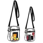 2 Packs Clear Crossbody Bag Stadium Approved, Clear Crossbody Purse with Front Pocket and Adjustable Strap for Concerts, Festivals, Sports Events, Travel, Clear Messenger Shoulder Bag for Women Men