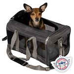 Sherpa Original Deluxe Travel Bag Pet Carrier, Airline Approved & Guaranteed-On-Board - Mesh Panels & Spring Frame, Locking Safety Zippers, Machine Washable Liner - Charcoal Gray, Medium