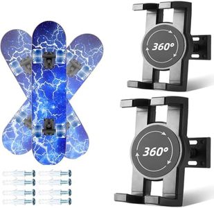 360° Swivel Skateboard Deck Wall Mount，Rotating Skateboard Wall Hanger, Extending & Floating Display Skateboard Wall Holder Grab & Go Storage Rack,Universal Skate Wall Mount (2 Set)