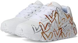 Skechers Kids Uno Lite - Metallic Love Sneaker, White/Gold, US 5 Big Kid