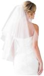 Fangsen Wedding Bridal Veil with Comb 1 Tier Bridal Fingertip veil （Fingertip&Cathedral Length） (Fingertip Light Ivory) Free size 2T Fingertip Light Ivory